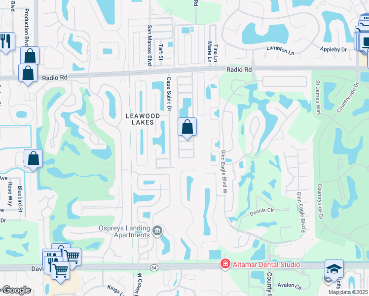 map of restaurants, bars, coffee shops, grocery stores, and more near 161 7 Seas Way in Naples