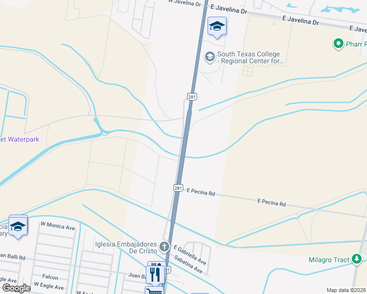 map of restaurants, bars, coffee shops, grocery stores, and more near 4862 South Cage Boulevard in Pharr