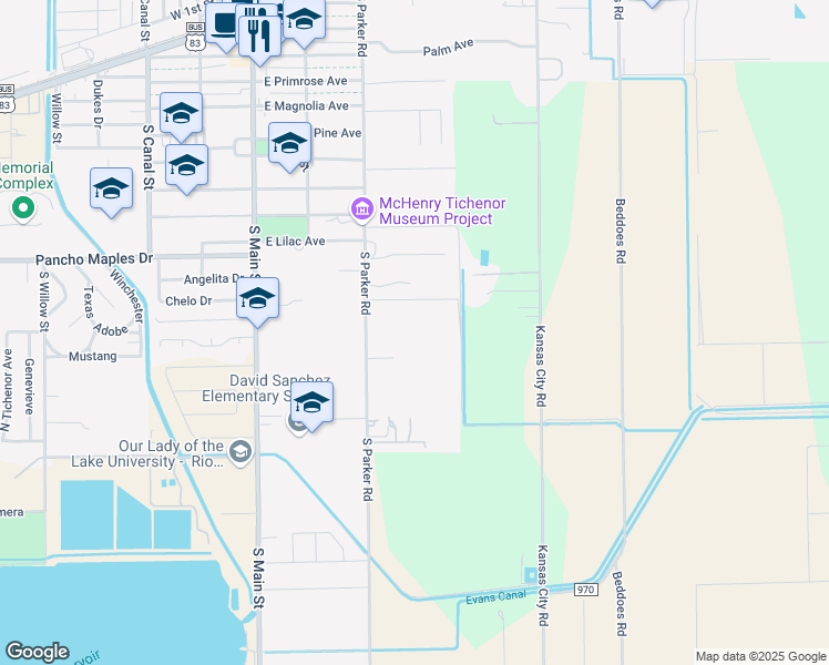 map of restaurants, bars, coffee shops, grocery stores, and more near in La Feria