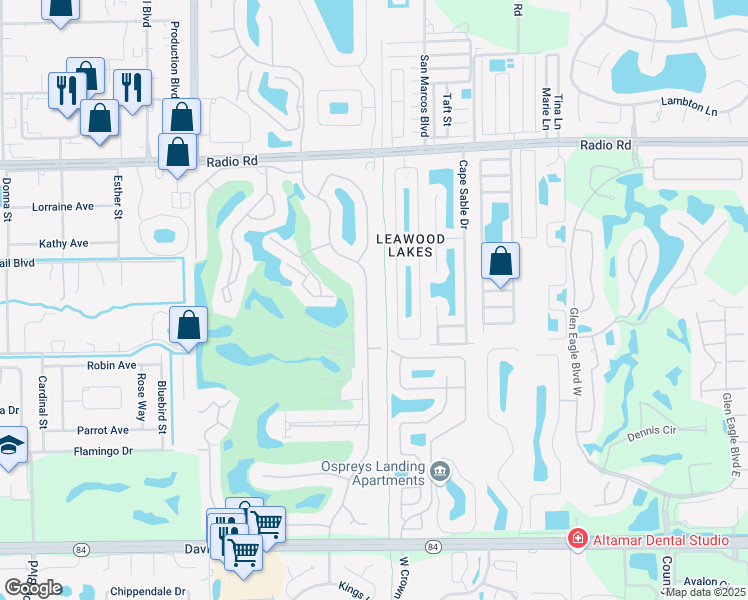 map of restaurants, bars, coffee shops, grocery stores, and more near 701 Kings Way in Naples