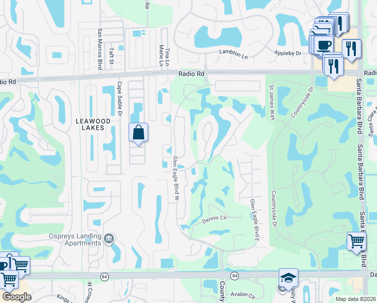 map of restaurants, bars, coffee shops, grocery stores, and more near 768 Provincetown Drive in Naples