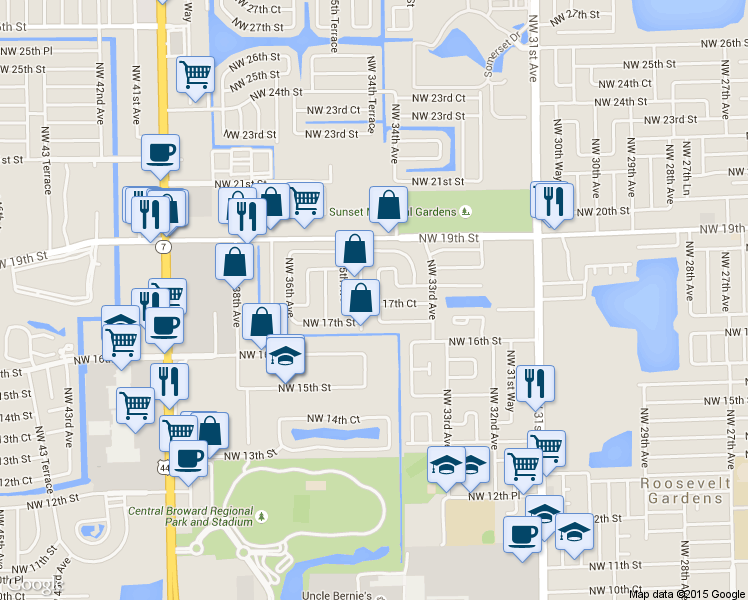 map of restaurants, bars, coffee shops, grocery stores, and more near 1711 Northwest 34th Terrace in Fort Lauderdale