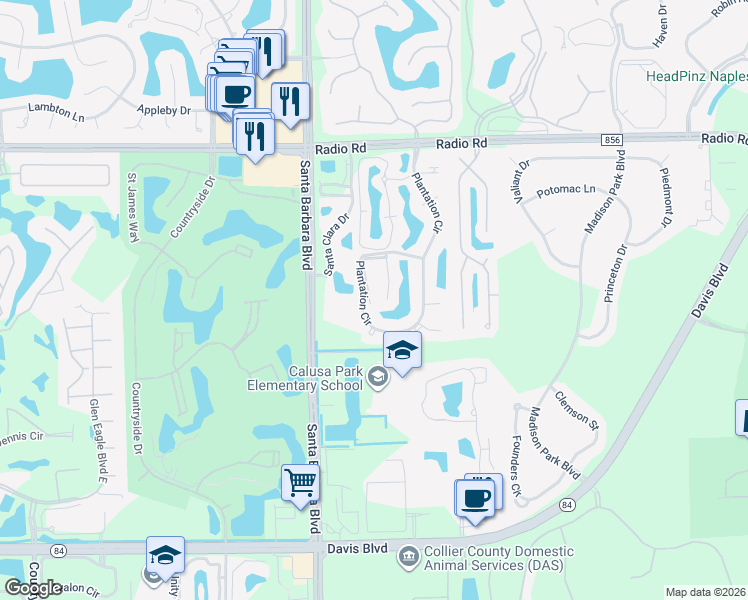 map of restaurants, bars, coffee shops, grocery stores, and more near d208 Furse Lakes Circle in Naples
