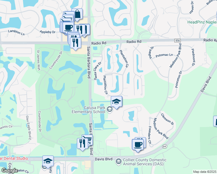 map of restaurants, bars, coffee shops, grocery stores, and more near 180 Furse Lakes Circle in Naples