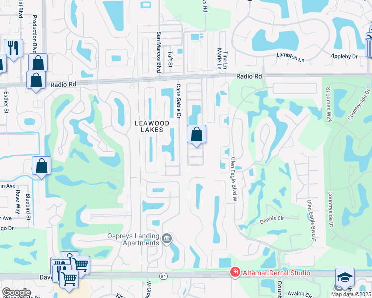 map of restaurants, bars, coffee shops, grocery stores, and more near 161 7 Seas Way in Naples