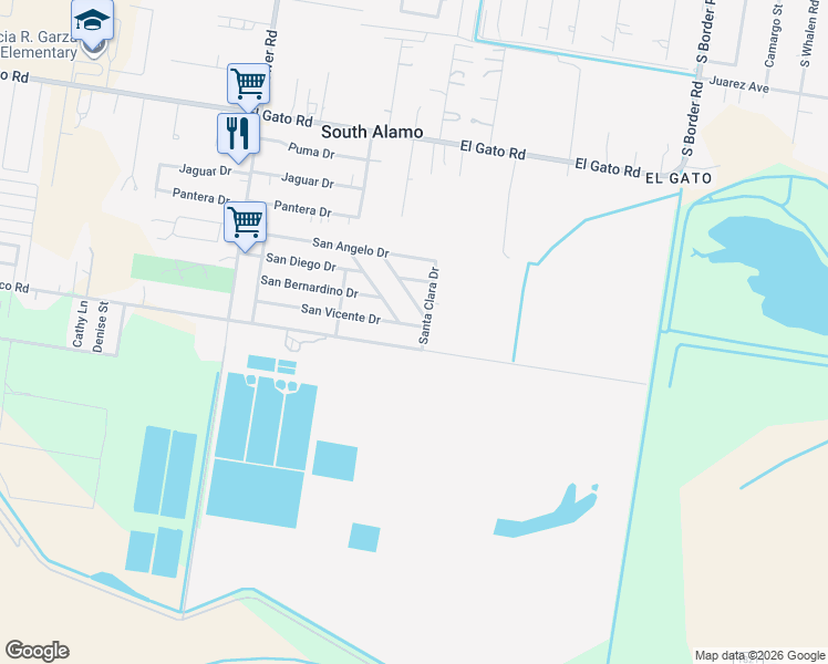 map of restaurants, bars, coffee shops, grocery stores, and more near 2807 Santa Clara Street in Alamo