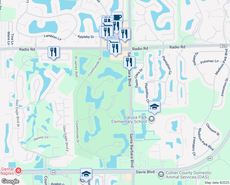 map of restaurants, bars, coffee shops, grocery stores, and more near 434 Country Hollow Court in Naples