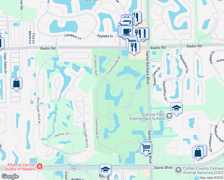 map of restaurants, bars, coffee shops, grocery stores, and more near 7200 Coventry Court in Naples