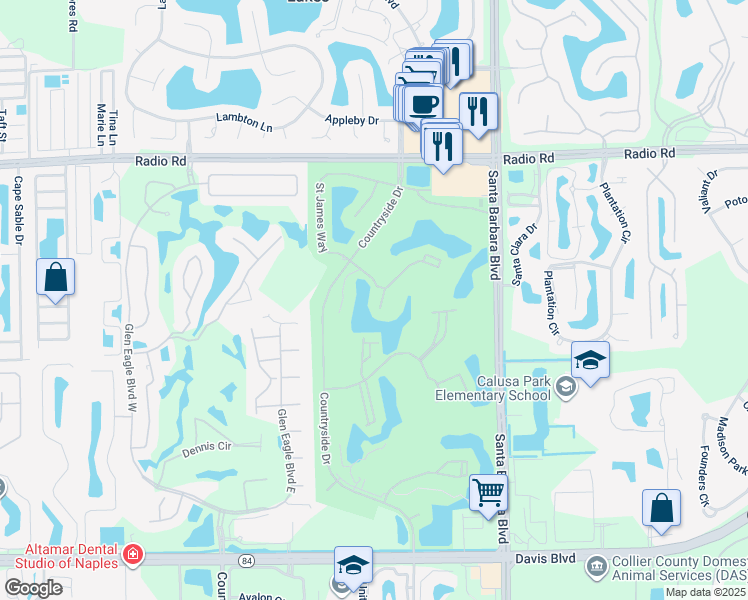 map of restaurants, bars, coffee shops, grocery stores, and more near 7200 Coventry Court in Naples