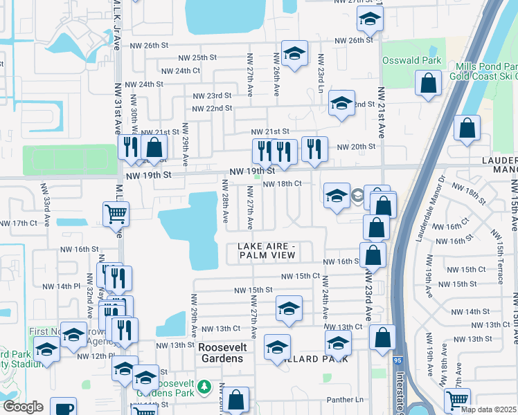 map of restaurants, bars, coffee shops, grocery stores, and more near 1761 Northwest 26th Terrace in Fort Lauderdale