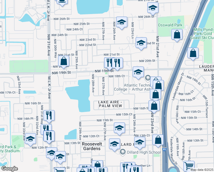map of restaurants, bars, coffee shops, grocery stores, and more near 1761 Northwest 26th Terrace in Fort Lauderdale