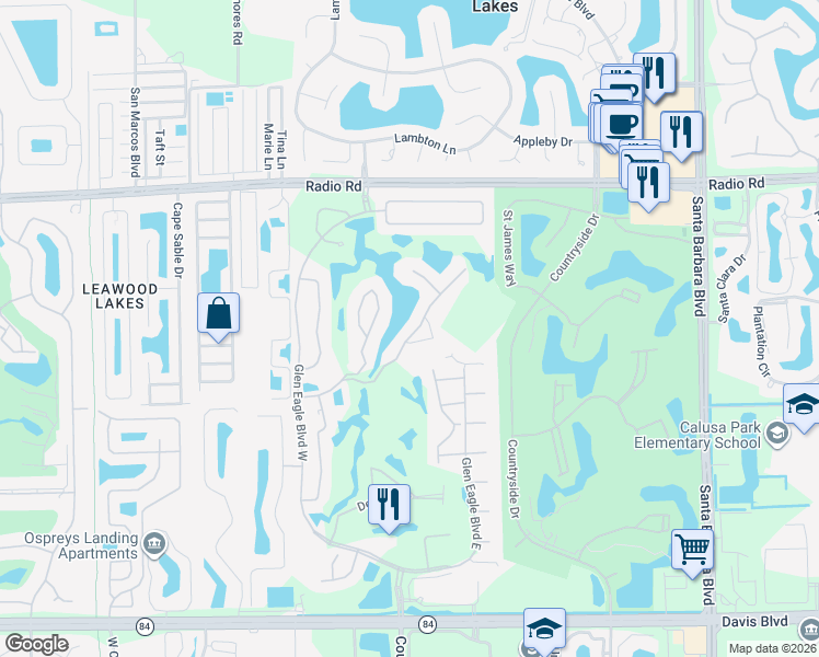 map of restaurants, bars, coffee shops, grocery stores, and more near 6874 Sterling Greens Place in Naples