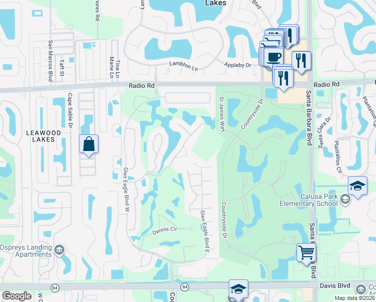 map of restaurants, bars, coffee shops, grocery stores, and more near 6824 Sterling Greens Drive in Naples