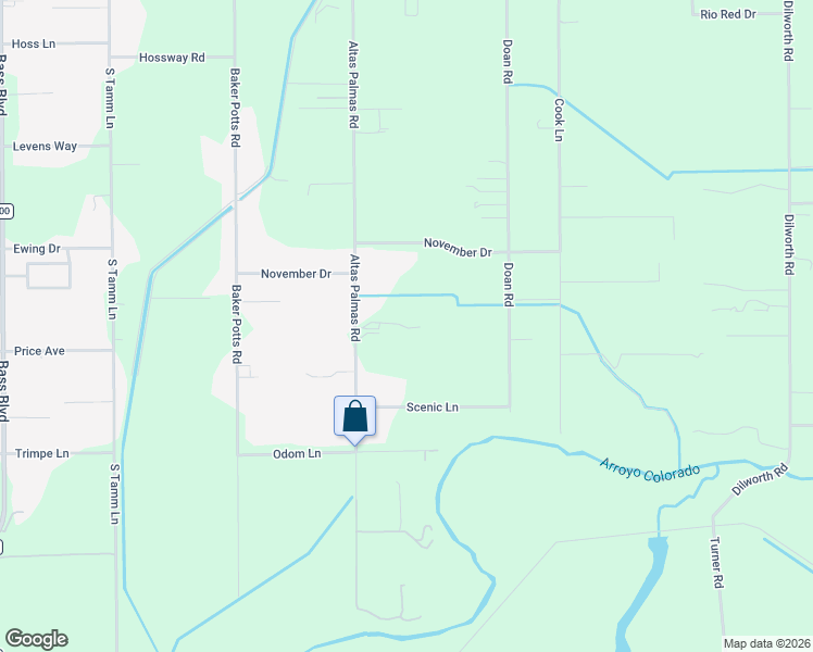 map of restaurants, bars, coffee shops, grocery stores, and more near 28181 Altas Palmas Road in Harlingen