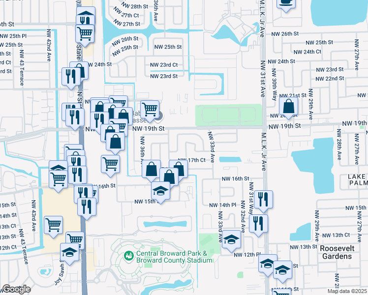 map of restaurants, bars, coffee shops, grocery stores, and more near 1841 Northwest 34th Terrace in Fort Lauderdale