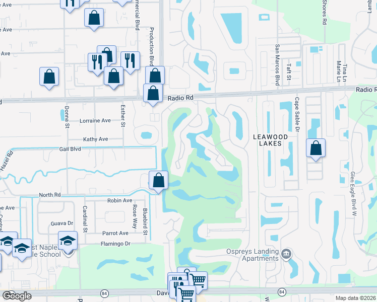map of restaurants, bars, coffee shops, grocery stores, and more near 218 Fox Glen Drive in Naples