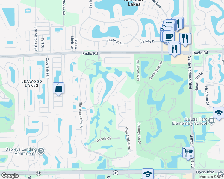 map of restaurants, bars, coffee shops, grocery stores, and more near 6874 Sterling Greens Place in Naples