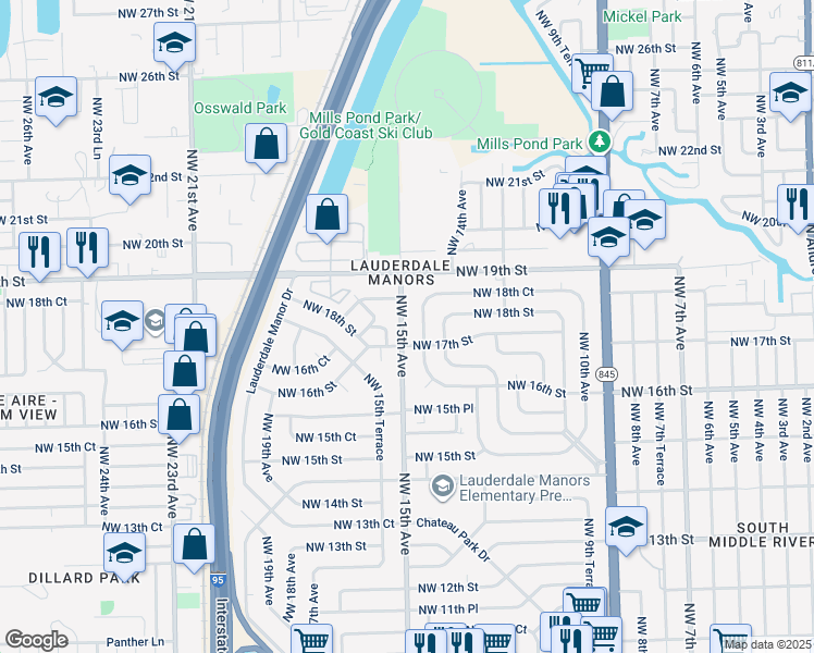 map of restaurants, bars, coffee shops, grocery stores, and more near 1712 Northwest 14th Avenue in Fort Lauderdale