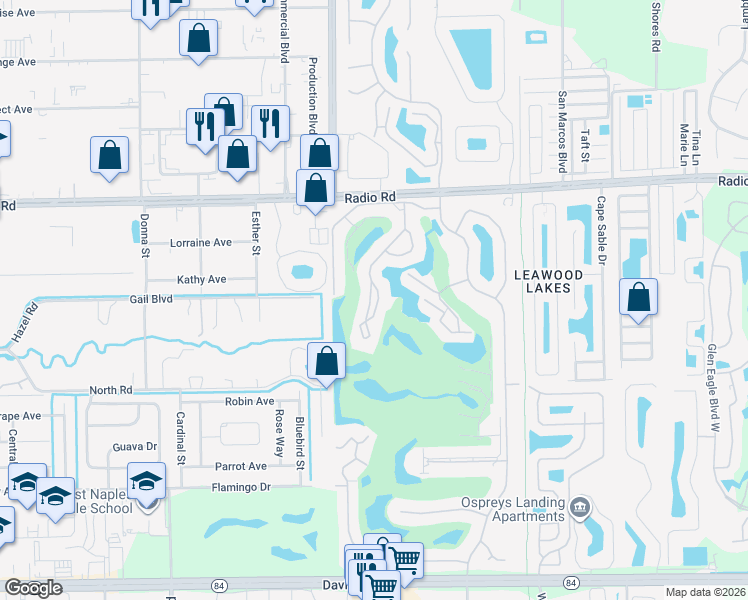map of restaurants, bars, coffee shops, grocery stores, and more near 218 Fox Glen Drive in Naples