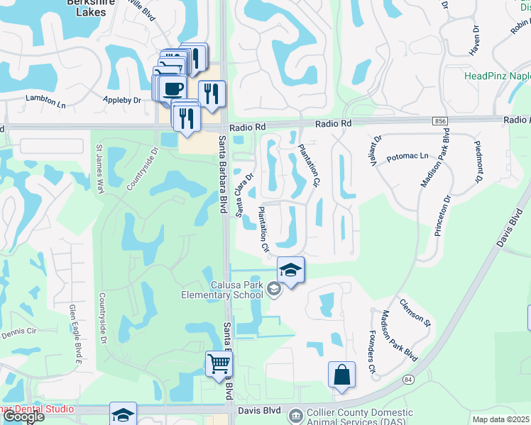 map of restaurants, bars, coffee shops, grocery stores, and more near 194 Furse Lakes Circle in Naples