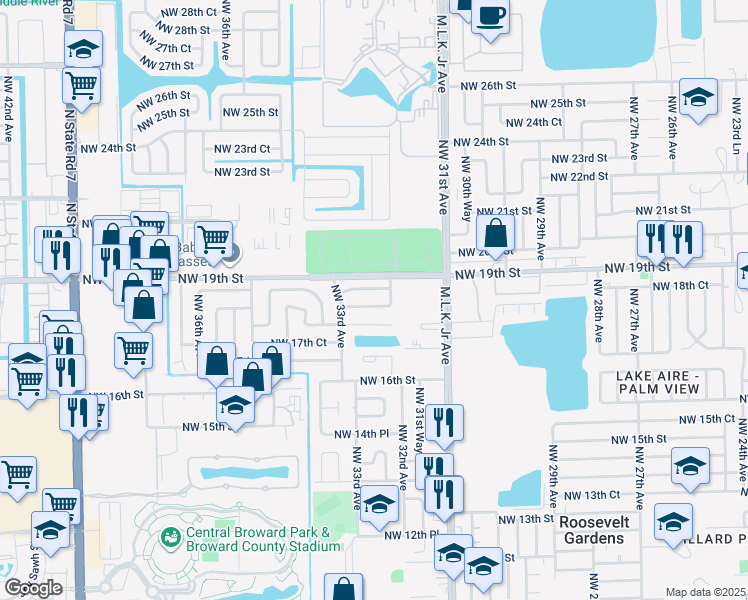 map of restaurants, bars, coffee shops, grocery stores, and more near 3240 Northwest 18th Court in Fort Lauderdale
