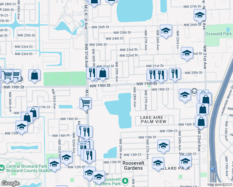 map of restaurants, bars, coffee shops, grocery stores, and more near 1750 Northwest 29th Terrace in Fort Lauderdale