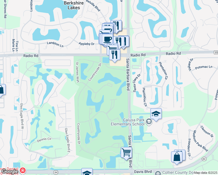 map of restaurants, bars, coffee shops, grocery stores, and more near 7280 Coventry Court in Naples