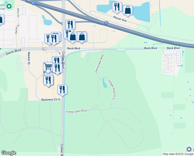 map of restaurants, bars, coffee shops, grocery stores, and more near 3654 Periwinkle Way in Naples