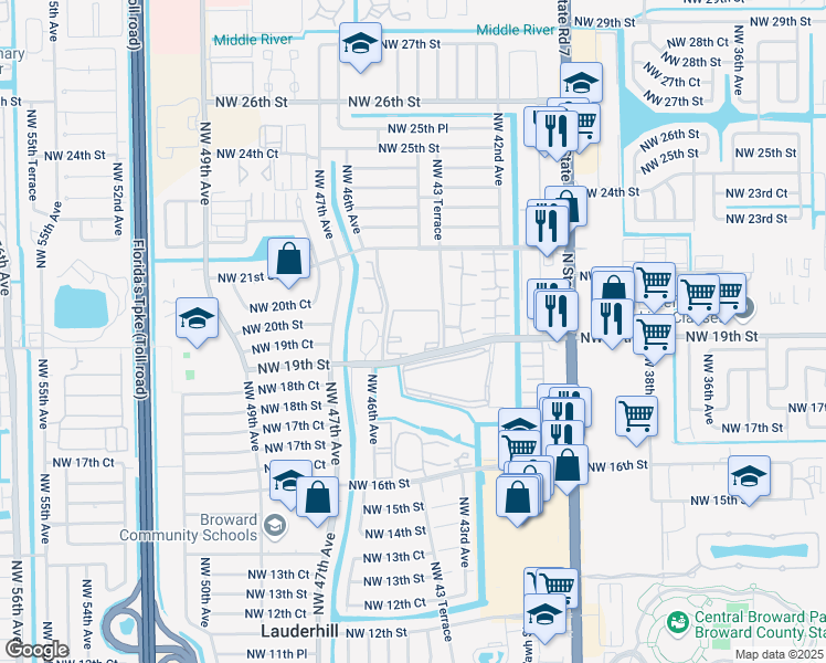 map of restaurants, bars, coffee shops, grocery stores, and more near 1980 Northwest 46th Avenue in Lauderhill