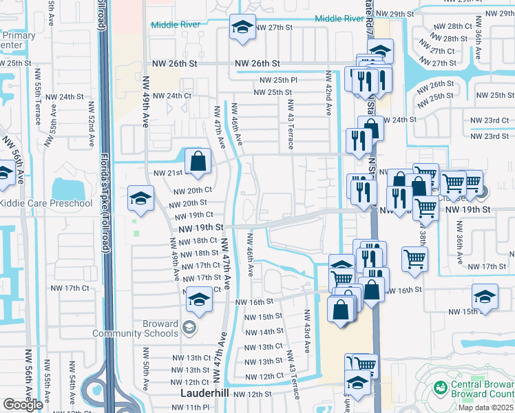 map of restaurants, bars, coffee shops, grocery stores, and more near 1980 Northwest 46th Avenue in Lauderhill