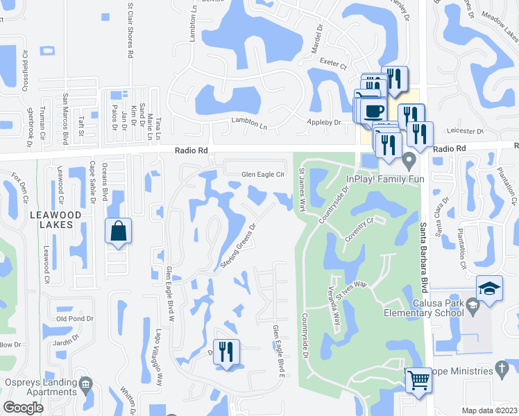 map of restaurants, bars, coffee shops, grocery stores, and more near 6882 Sterling Greens Court in Naples