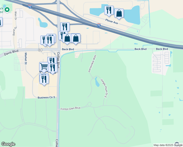 map of restaurants, bars, coffee shops, grocery stores, and more near 3654 Periwinkle Way in Naples
