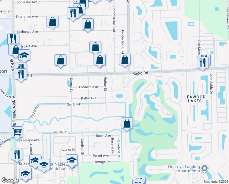 map of restaurants, bars, coffee shops, grocery stores, and more near 200 Timber Lake Circle in Naples