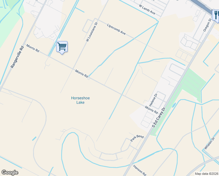 map of restaurants, bars, coffee shops, grocery stores, and more near 20385 Morris Road in Harlingen