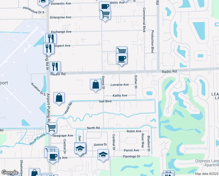 map of restaurants, bars, coffee shops, grocery stores, and more near 4185 Kathy Avenue in Naples