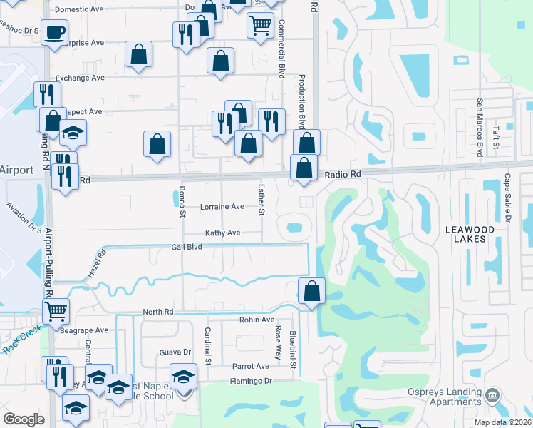 map of restaurants, bars, coffee shops, grocery stores, and more near 200 Timber Lake Circle in Naples