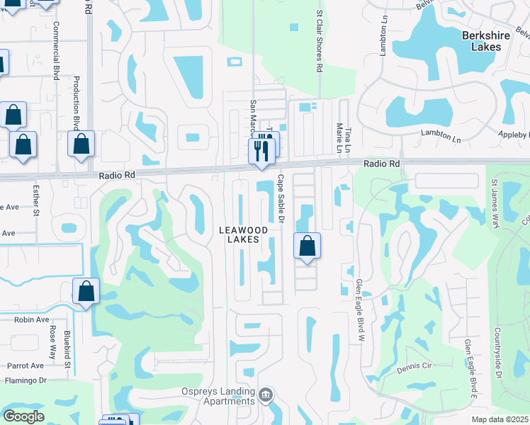 map of restaurants, bars, coffee shops, grocery stores, and more near 169 Cape Sable Drive in Naples