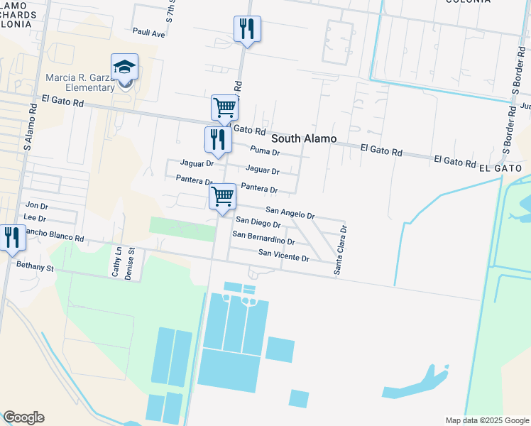 map of restaurants, bars, coffee shops, grocery stores, and more near 312 San Diego Drive in Alamo