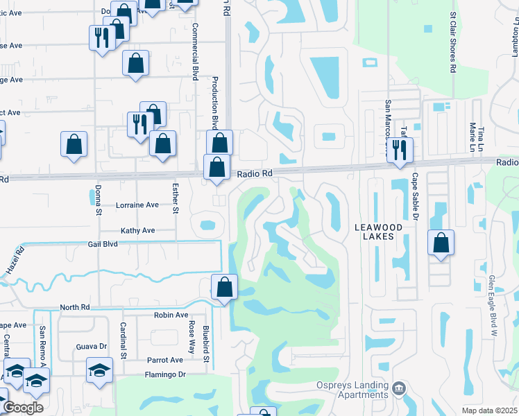 map of restaurants, bars, coffee shops, grocery stores, and more near 153 Fox Glen Drive in Naples