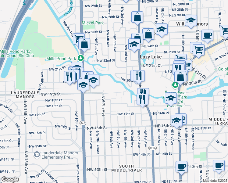 map of restaurants, bars, coffee shops, grocery stores, and more near 600 Tennis Club Drive in Fort Lauderdale