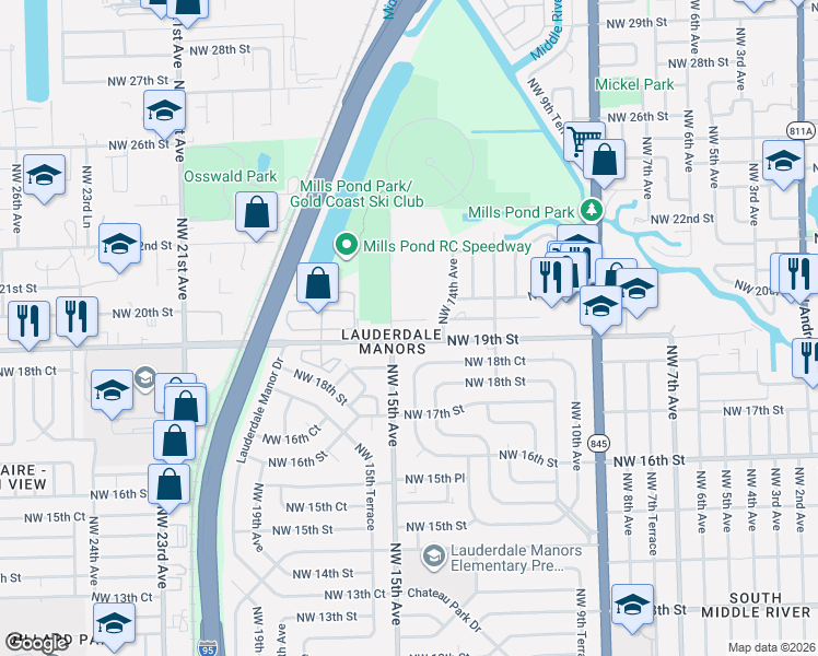 map of restaurants, bars, coffee shops, grocery stores, and more near in Lauderdale Lakes