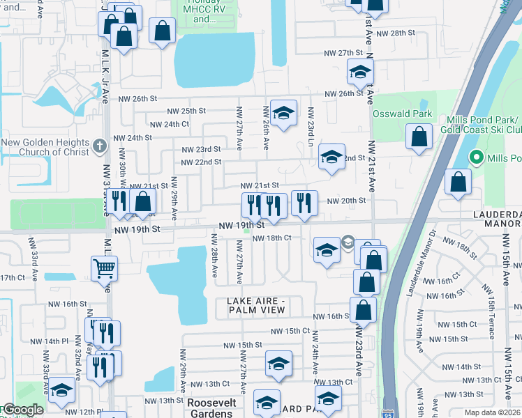 map of restaurants, bars, coffee shops, grocery stores, and more near 2001 Northwest 26th Avenue in Fort Lauderdale