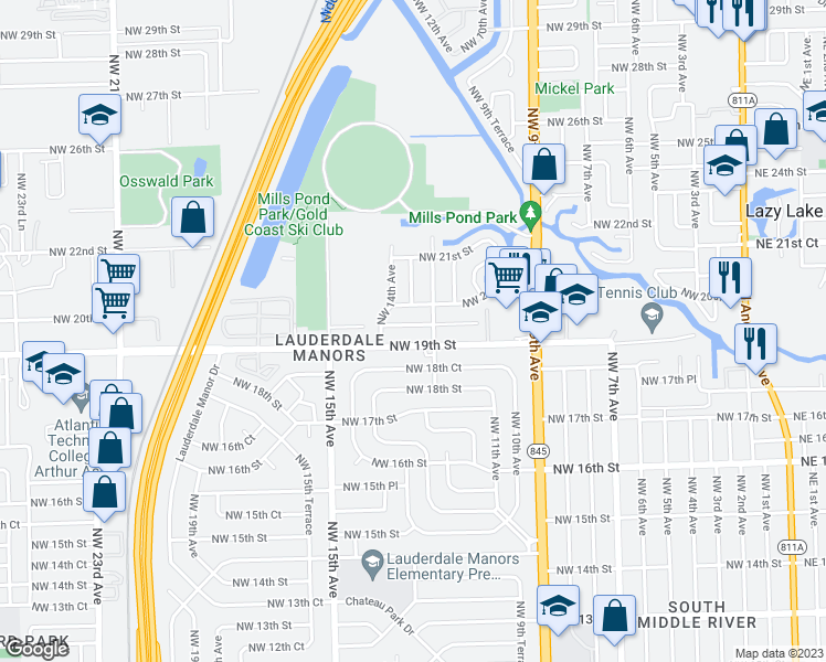 map of restaurants, bars, coffee shops, grocery stores, and more near 1931 Northwest 12th Avenue in Fort Lauderdale