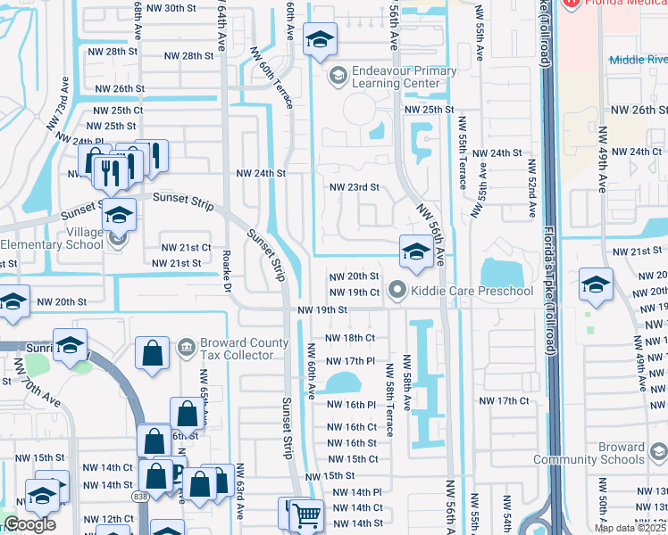 map of restaurants, bars, coffee shops, grocery stores, and more near 2031-2039 Northwest 59th Avenue in Lauderhill