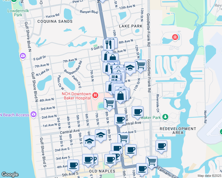 map of restaurants, bars, coffee shops, grocery stores, and more near 470 U.S. 41 in Naples
