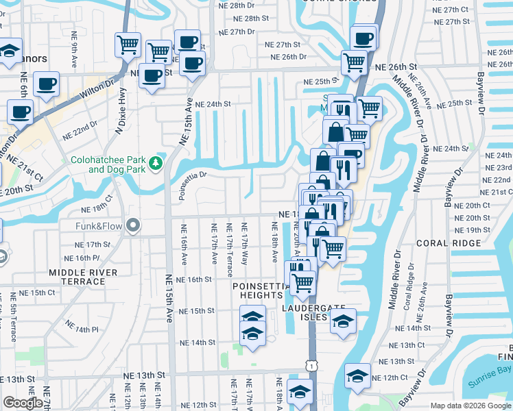 map of restaurants, bars, coffee shops, grocery stores, and more near in Lazy Lake