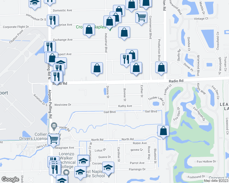 map of restaurants, bars, coffee shops, grocery stores, and more near 4161 Lorraine Avenue in Naples