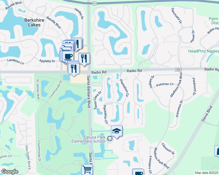 map of restaurants, bars, coffee shops, grocery stores, and more near 7725 Tara Circle in Naples