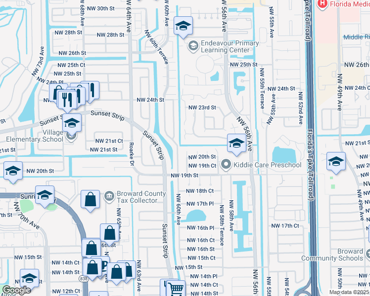 map of restaurants, bars, coffee shops, grocery stores, and more near 2031-2039 Northwest 59th Avenue in Lauderhill