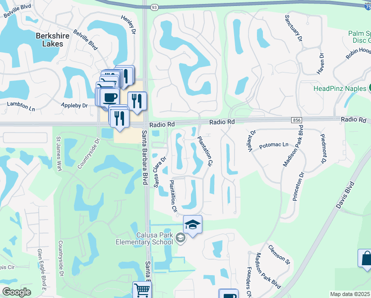 map of restaurants, bars, coffee shops, grocery stores, and more near 7781 Tara Circle in Naples